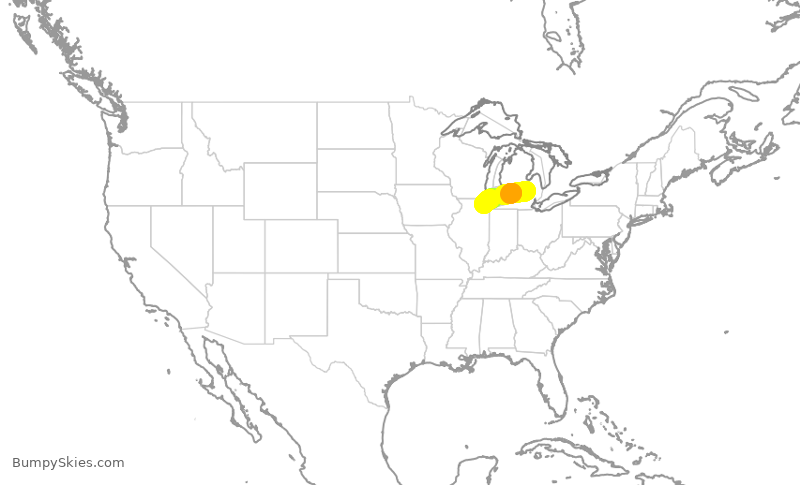 Turbulence forecast map for SKW4898, FNT to ORD