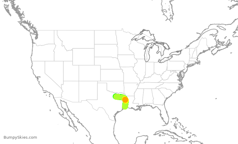 Turbulence forecast map for SKW4903, DFW to BPT
