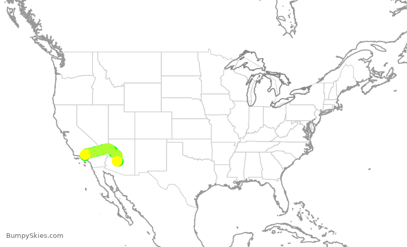 Turbulence forecast map for SKW4904, BUR to PHX