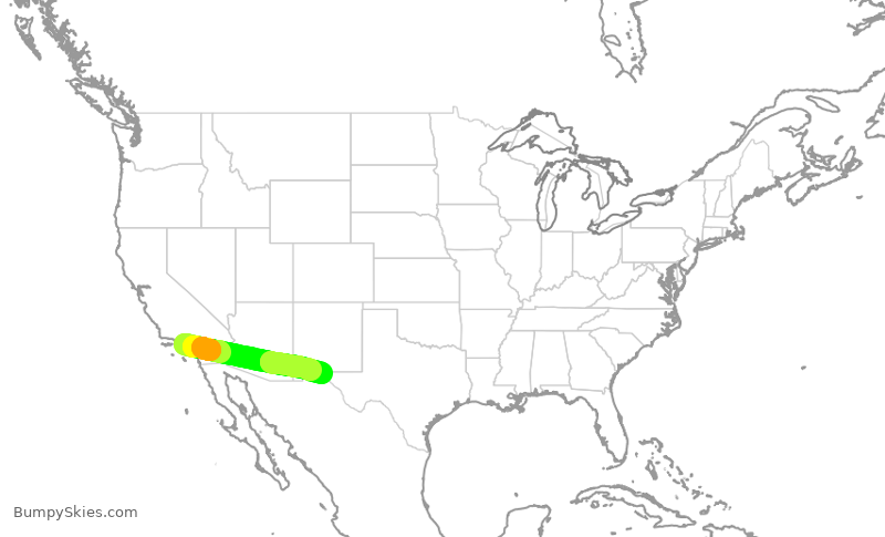 Turbulence forecast map for SKW4905, LAX to ELP