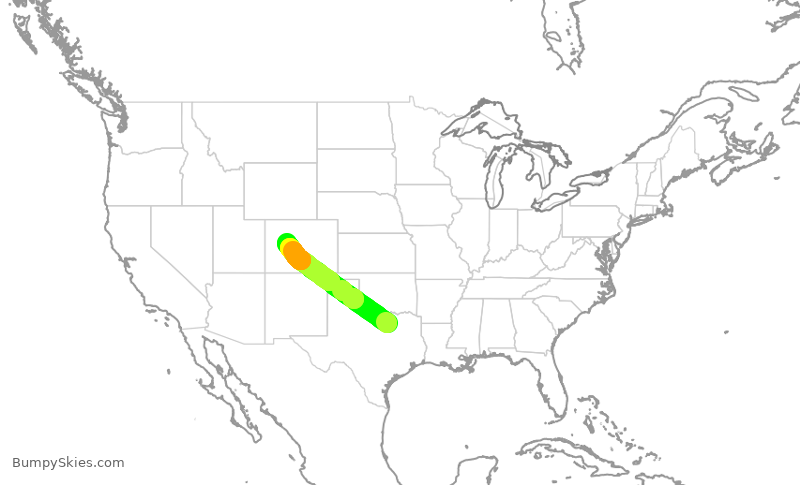 Turbulence forecast map for SKW4911, DFW to ASE