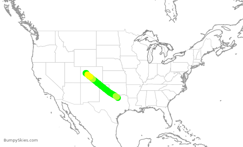 Turbulence forecast map for SKW4912, ASE to DFW