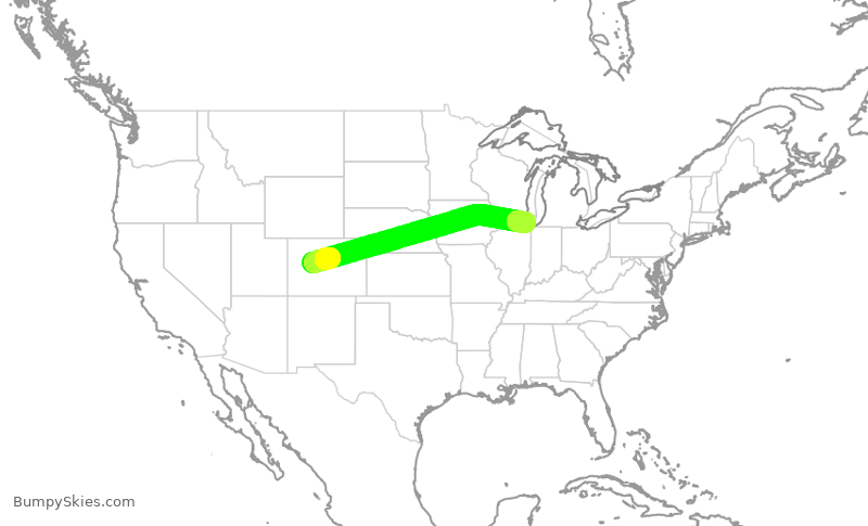 Turbulence forecast map for SKW4914, ASE to ORD