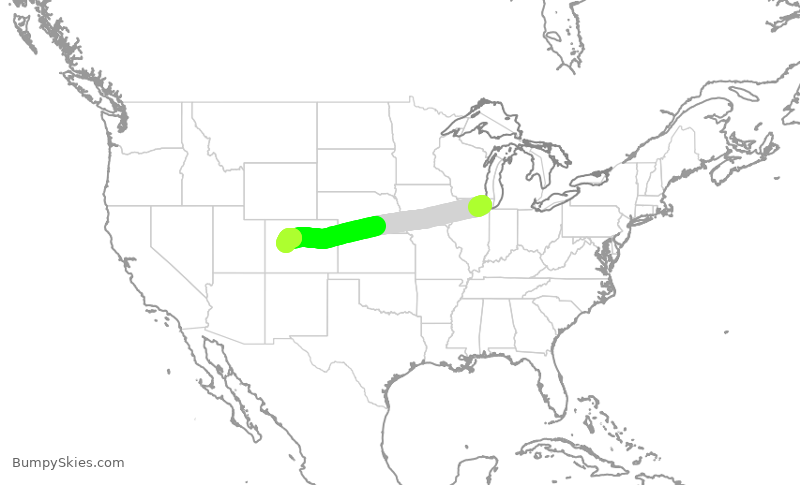 Turbulence forecast map for SKW4914, ORD to ASE