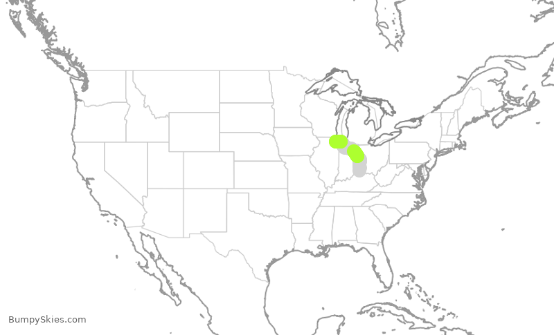 Turbulence forecast map for SKW4915, CVG to ORD