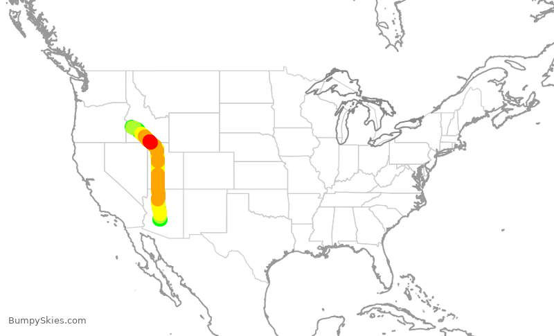 Turbulence forecast map for SKW4919, BOI to PHX