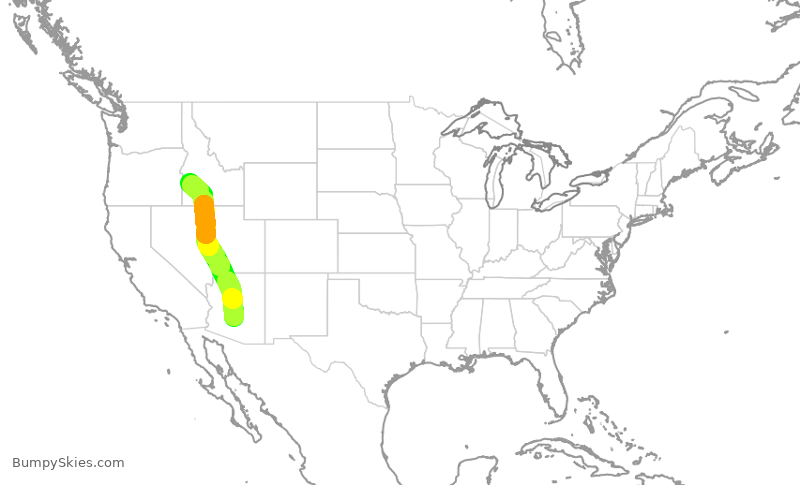 Turbulence forecast map for SKW4919, PHX to BOI