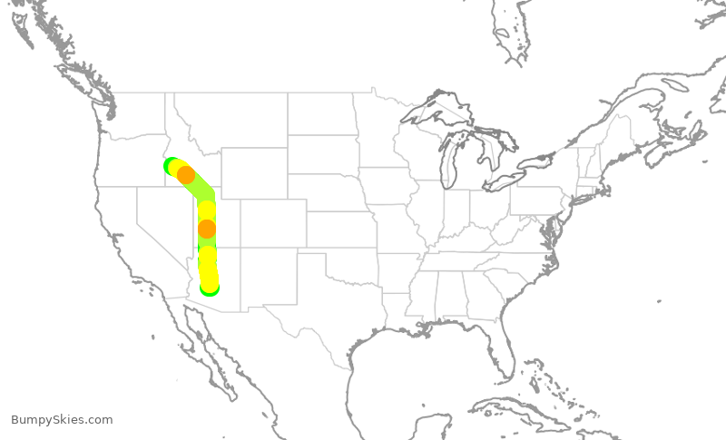Turbulence forecast map for SKW4920, BOI to PHX