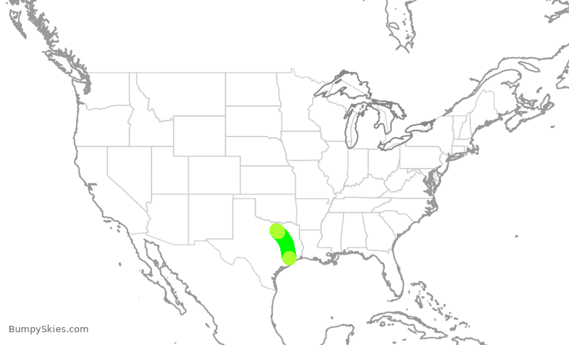 Turbulence forecast map for SKW4924, HOU to DFW