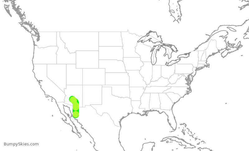 Turbulence forecast map for SKW4925, HMO to PHX