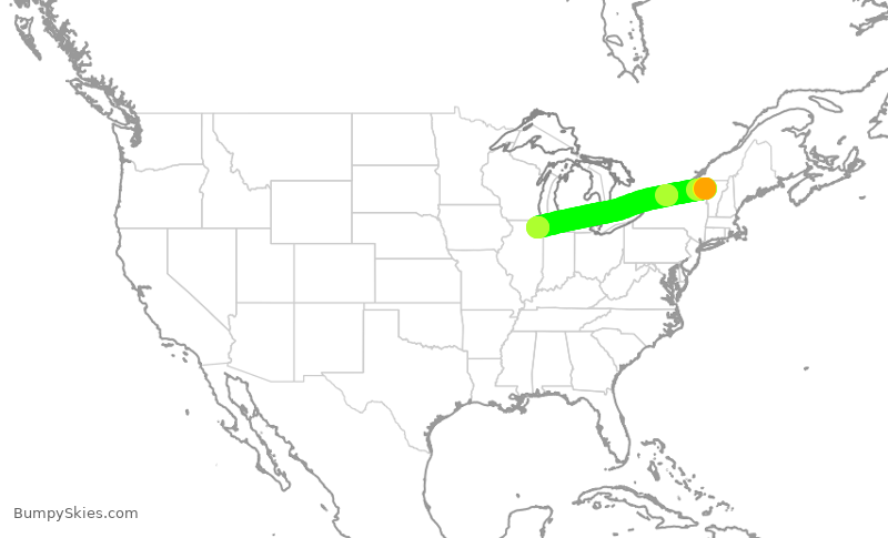 Turbulence forecast map for SKW4927, BTV to ORD