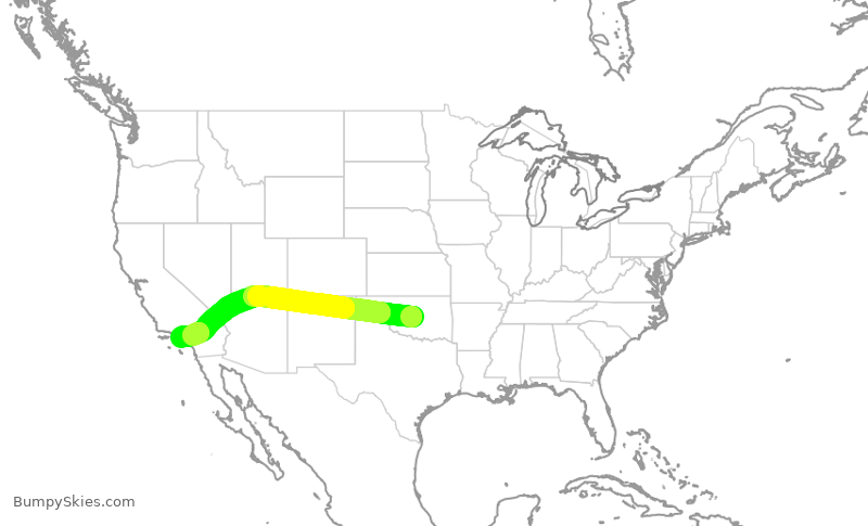 Turbulence forecast map for SKW4927, OKC to LAX