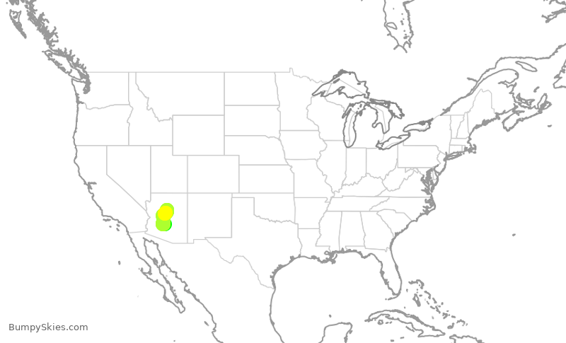 Turbulence forecast map for SKW4931, FLG to PHX