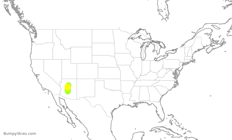 Turbulence forecast map for SKW4931, PHX to FLG