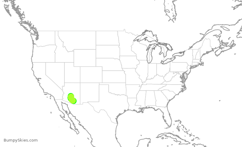 Turbulence forecast map for SKW4935, PHX to TUS