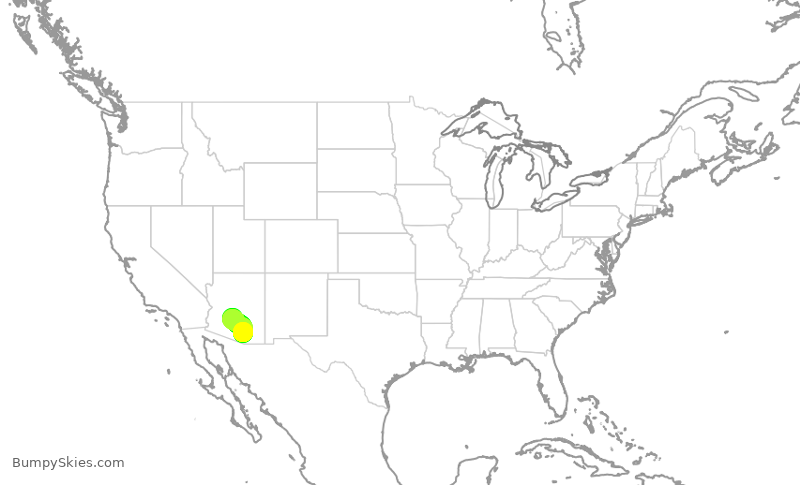 Turbulence forecast map for SKW4935, TUS to PHX