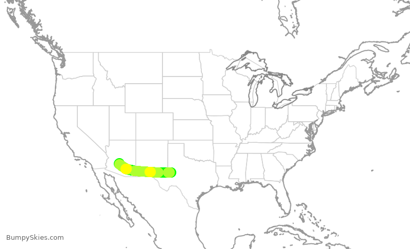 Turbulence forecast map for SKW4939, MAF to PHX