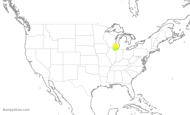 Turbulence forecast map for SKW4940, ORD to MKE
