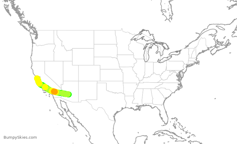 Turbulence forecast map for SKW4940, PHX to SFO
