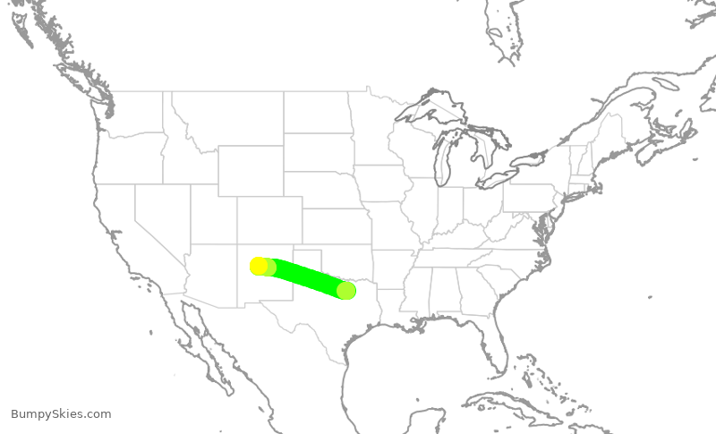Turbulence forecast map for SKW4941, DFW to ABQ