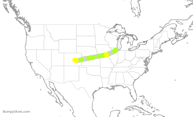 Turbulence forecast map for SKW4942, COS to ORD