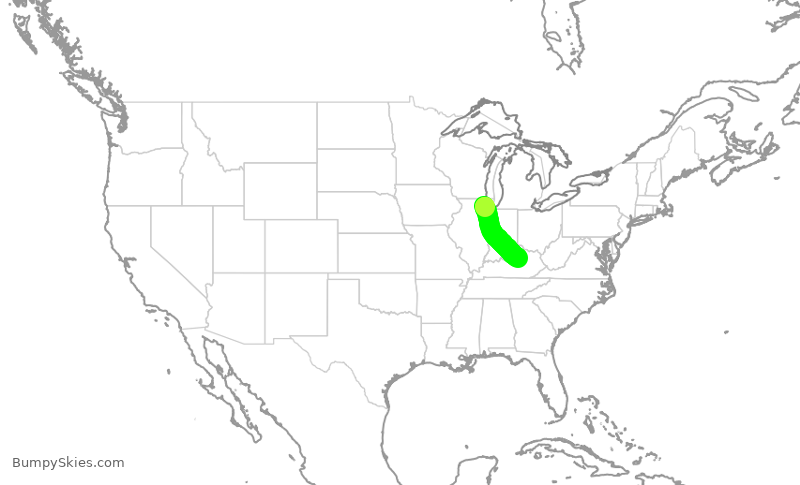 Turbulence forecast map for SKW4944, ORD to LEX