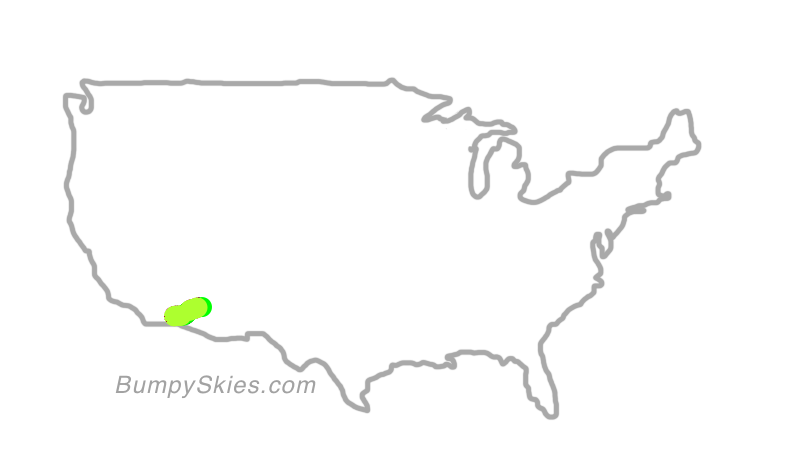Map of continental US with illustrated flight path and turbulence forecast (described in text below)