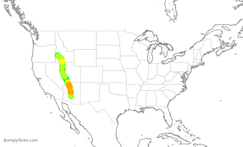 Turbulence forecast map for SKW4952, PHX to BOI