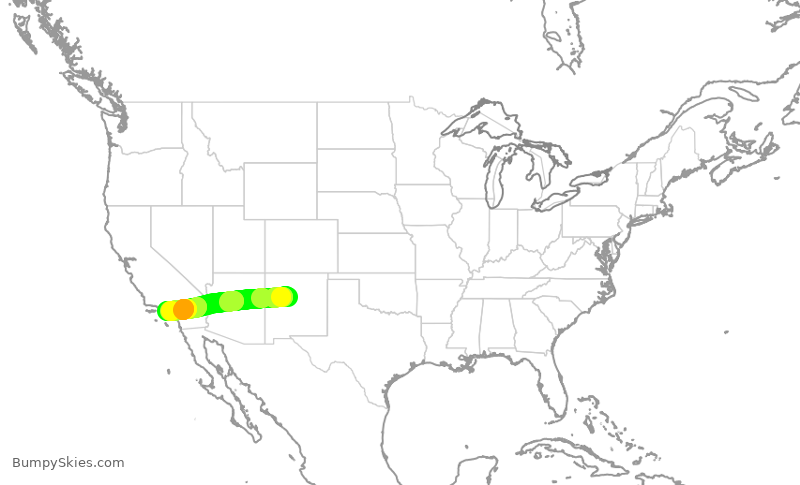 Turbulence forecast map for SKW4954, ABQ to LAX