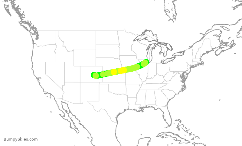 Turbulence forecast map for SKW4955, COS to ORD