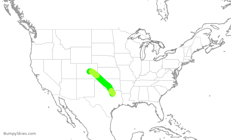 Turbulence forecast map for SKW4956, DFW to COS