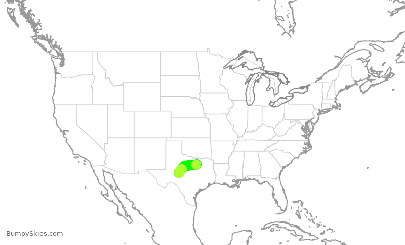 Turbulence forecast map for SKW4957, DFW to SJT