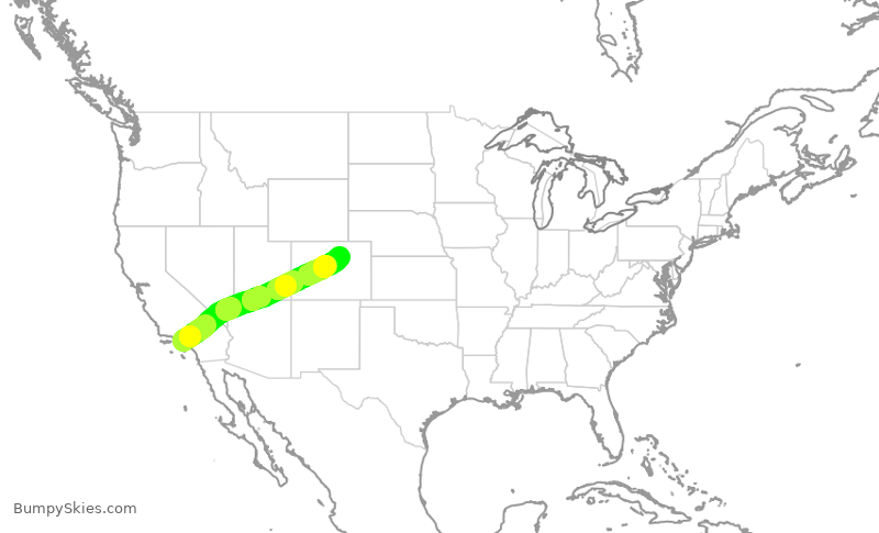 Turbulence forecast map for SKW4957, LAX to DEN
