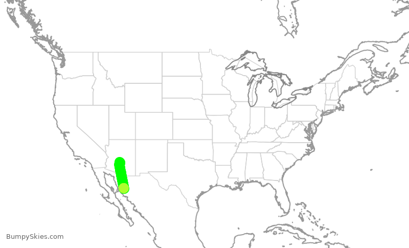 Turbulence forecast map for SKW4959, PHX to HMO