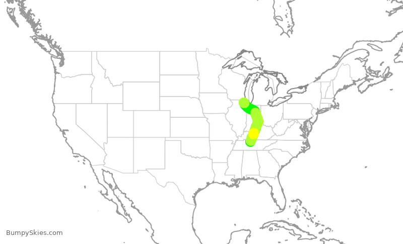 Turbulence forecast map for SKW4964, BNA to ORD