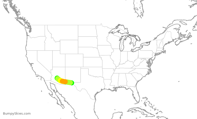 Turbulence forecast map for SKW4970, ELP to PHX