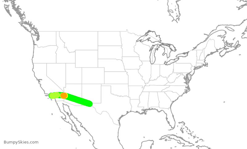Turbulence forecast map for SKW4973, ELP to LAX