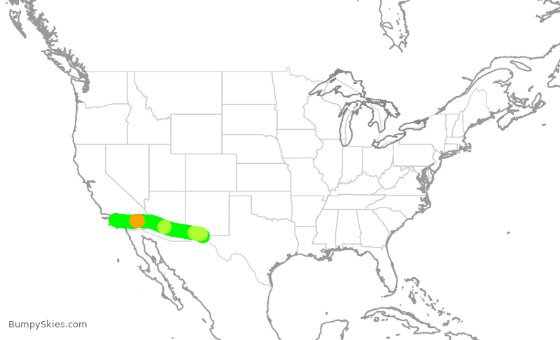 Turbulence forecast map for SKW4973, LAX to ELP