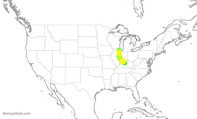 Turbulence forecast map for SKW4974, ORD to SDF