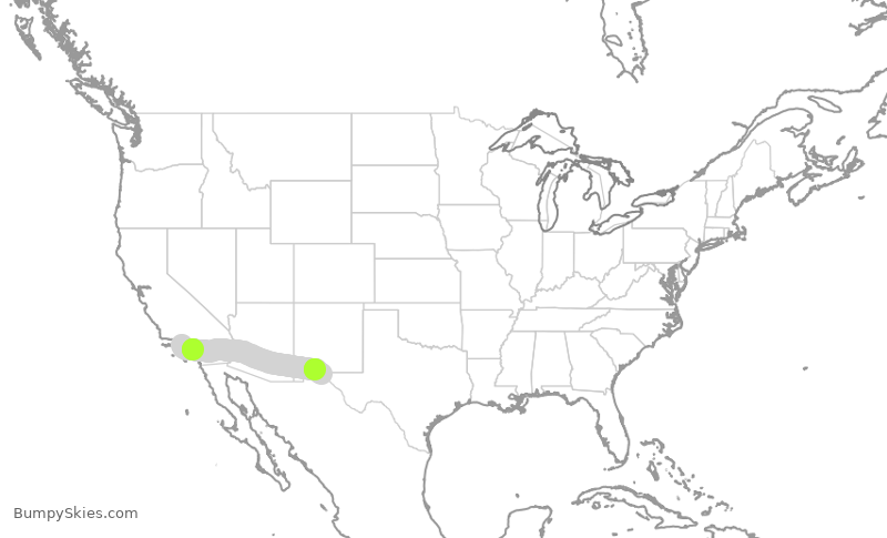 Turbulence forecast map for SKW4977, LAX to ELP