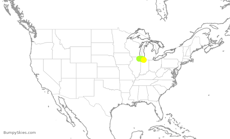 Turbulence forecast map for SKW4981, ORD to SBN