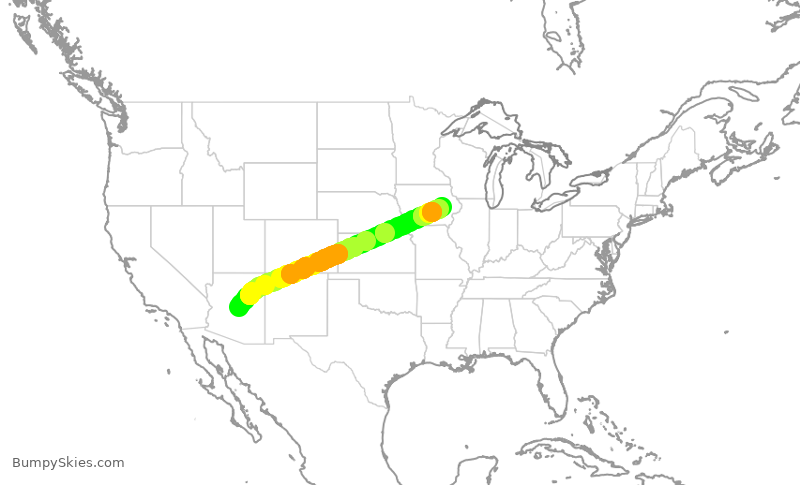 Turbulence forecast map for SKW4981, PHX to CID