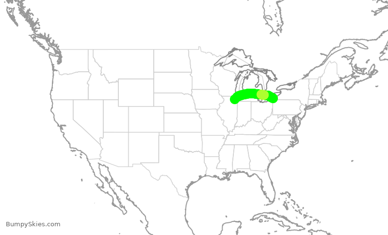 Turbulence forecast map for SKW4982, ERI to ORD