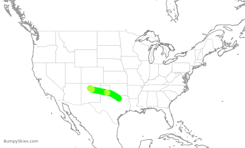 Turbulence forecast map for SKW4985, SAF to DFW