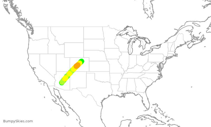 Turbulence forecast map for SKW4990, PHX to DEN