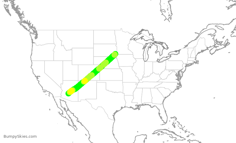 Turbulence forecast map for SKW4991, FSD to PHX