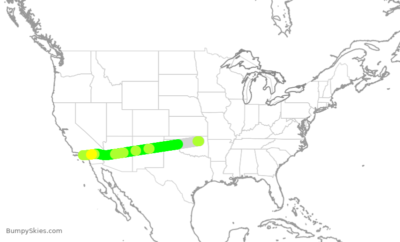 Turbulence forecast map for SKW4993, TUL to LAX