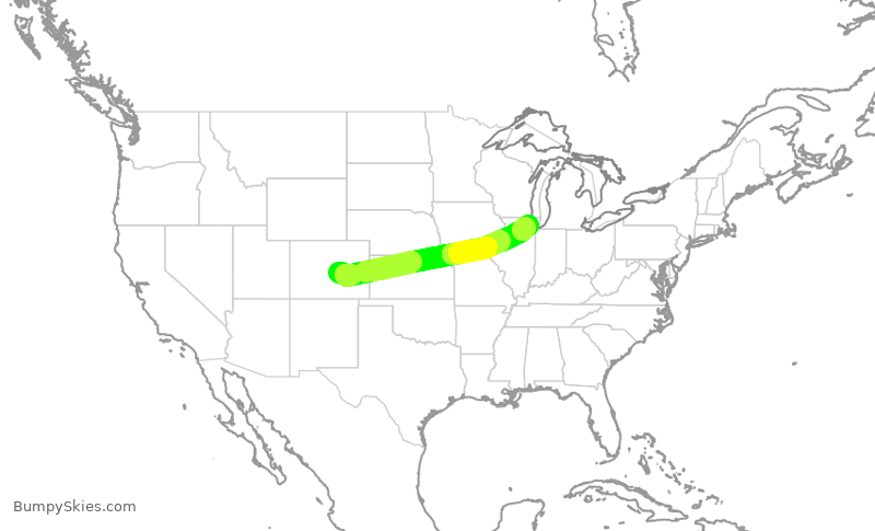 Turbulence forecast map for SKW4994, COS to ORD