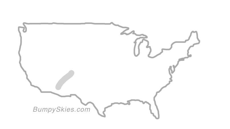 Map of continental US with illustrated flight path and turbulence forecast (described in text below)