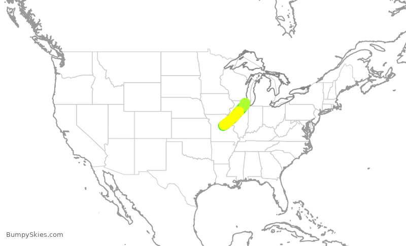 Turbulence forecast map for SKW4995, COU to ORD